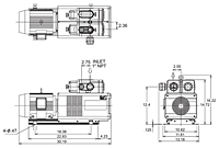 Dimensions - KRF70-SS Dry Rotary Vane Vacuum Pump-Compressors