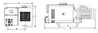 35.6 Inch (in) Dimension A Oil Lubricated Rotary Vane Vacuum Pump - 2