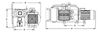 58.5 Inch (in) Dimension A Oil Lubricated Rotary Vane Vacuum Pump - 2