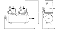 Laboratory Lubricated Oil Sealed Rotary Vane Duplex Tank Mounted Horizontal Vacuum System with Premium Controls